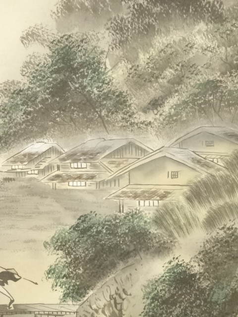 道具 ] - 道具 春渓筆 淡彩山水 肉筆絹本掛軸（共箱） | ネット